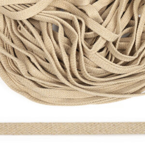 Шнур плоский 12 мм, рул-50м, турец. плетение, х/б, 004 — бежевый, рул