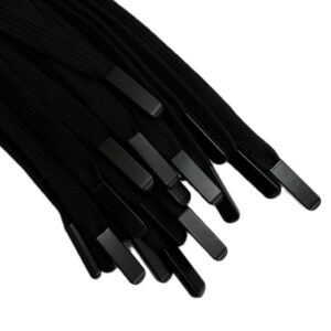 Шнур плоский, ширина 10мм, наконечник цветной металл, 130см, черный, 1шт, шт