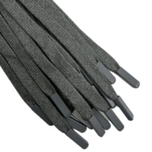 Шнур плоский, ширина 10мм, наконечник цветной металл, 130см, темно-серый меланж, 1шт, шт